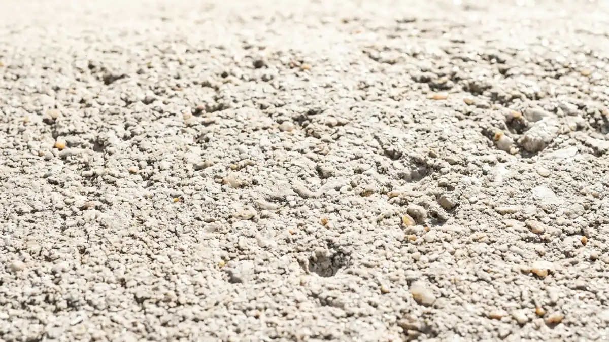 Close-up of a bright, light-colored concrete driveway in South Florida reflecting sunlight and maintaining a cool surface temperature.