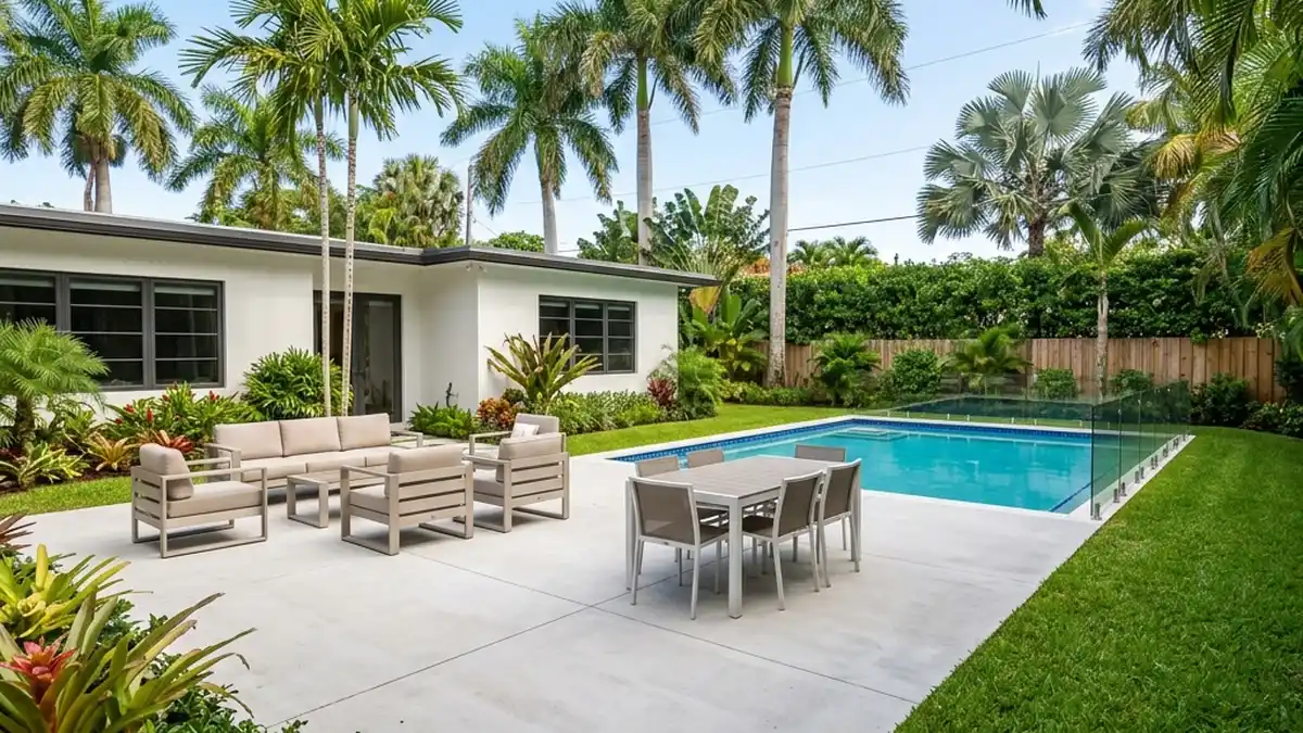 concrete leveling near me beautiful leveled concrete patio in a South Florida backyard